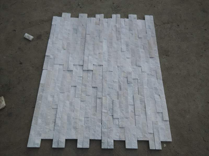 Natural Split White Quartz Slate Tiles Kitchen Backsplash