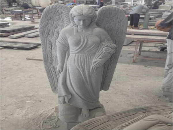 Statues de granit de jardin ange gardien pour les tombes