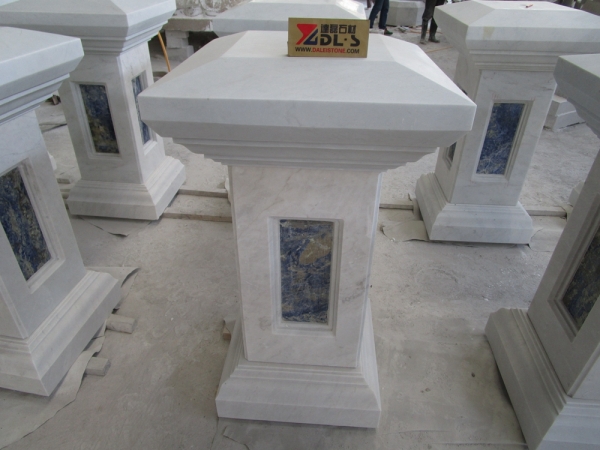 hn colonne de sculpture en marbre blanc cloisonné