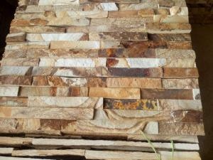 Carreaux de mur d'ardoise en bois doré naturel d'Oyster Split
