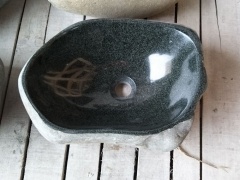 Polished Natural River Stone Bowl Bathroom Wash Sink