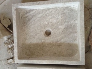 Lavabo de salle de bain carré en marbre gris poli