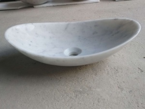 Lavabo ovale avec lavabo en marbre blanc Carrara