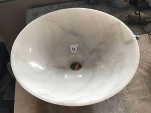 Lavabo rond en marbre blanc du Guangxi, dimensions standard
