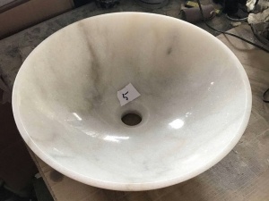 Lavabo rond en marbre blanc du Guangxi, dimensions standard
