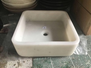 Lavabo carré de lavabo moderne en marbre blanc du Guangxi