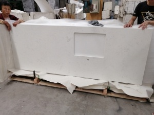 comptoir de cuisine en pierre de quartz blanc cararra